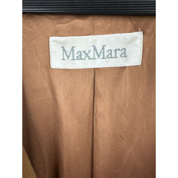 VTG Women’s Max Mara 100% Virgin Wool Camel Color Trench Coat Size 14 - Picture 2 of 9